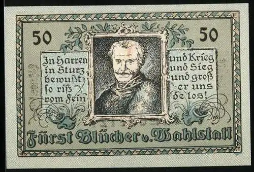 Notgeld Canth, 50 Pfennig, Fürst Blücher von Wahlstatt, Wappen