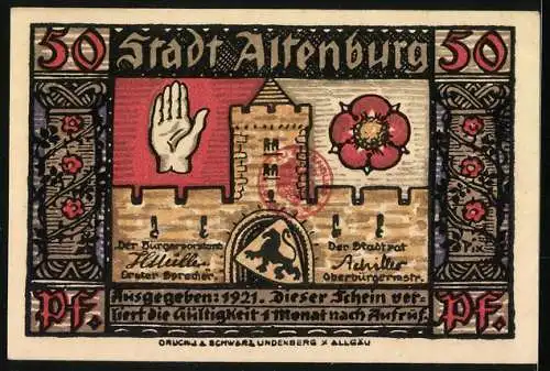 Notgeld Altenburg, 1921, 50 Pfennig, Darstellung des Sächsischen Prinzenraubs