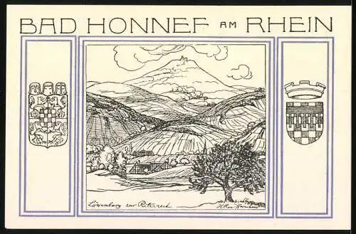 Notgeld Bad Honnef, 1921, 99 Pfennig, Landschaft und Stadtwappen