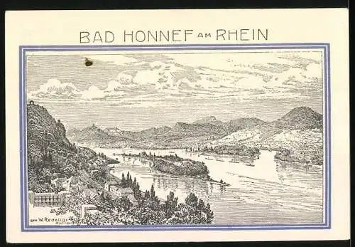 Notgeld Bad Honnef am Rhein, 1921, 75 Pfennig, Ansicht von Drachenfels und Rhein, Stadtwappen, Landschaftsansicht