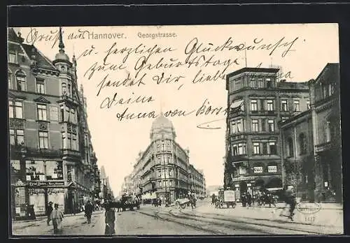AK Hannover, Georgstrasse, Partie an der Kreuzung