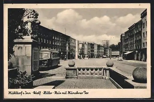 AK Mühldorf a. Inn, Platz mit Münchner Tor