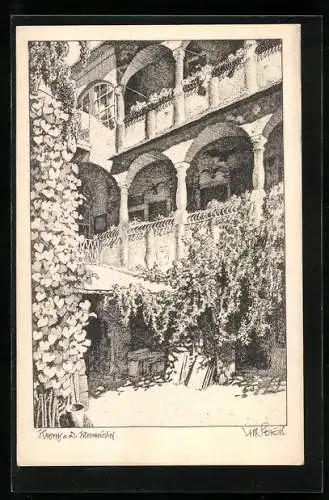 Künstler-AK Ulf Seidl: Krems an der Donau, Kleeweinhof