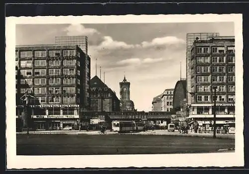 AK Berlin, Strassenbahn am Alexanderplatz