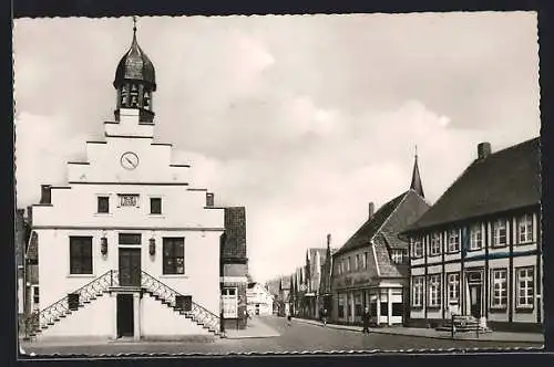 AK Lingen /Ems, Rathaus und Grosse Strasse