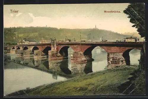AK Trier, Partie an der Moselbrücke