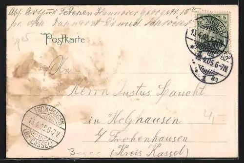 AK Hannover, Partie im Maschpark, Turm der Marktkirche