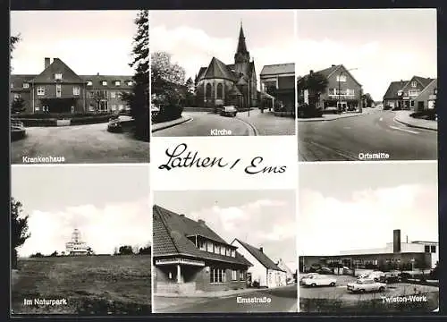 AK Lathen /Ems, Gasthof Rolfes in der Emsstrasse, Krankenhaus, Twiston-Werk