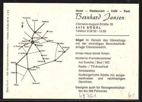 AK Sögel, Hotel-Restaurant Bernh. Jansen, Clemens-August-Str. 33