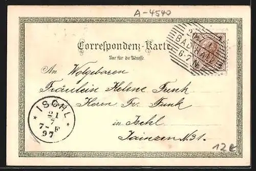 Lithographie Bad Hall, Trinkhalle, Promenade, Curhaus, Tassilo Quelle, Neue Pfarrkirche