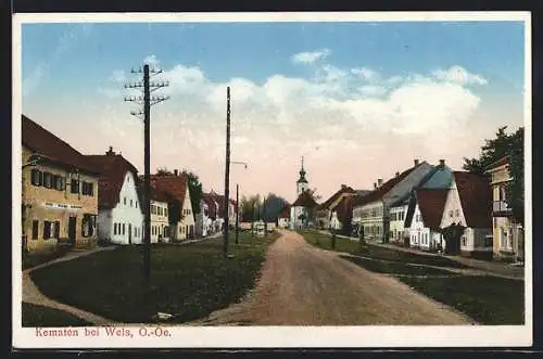 AK Kematen am Innbach, Strassenansicht mit Kirche