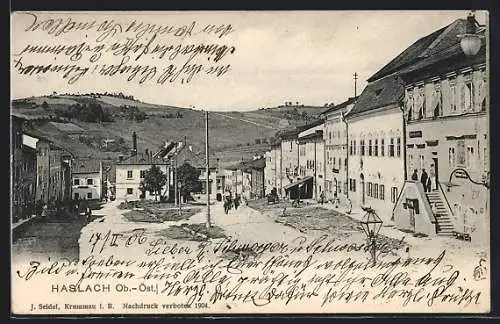 AK Haslach, Strassenpartie mit Passanten