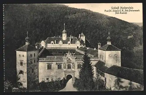 AK St. Johann bei Herberstein, Schloss Herberstein von Süden gesehen