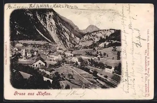 AK Hieflau, Ortsansicht aus der Vogelschau