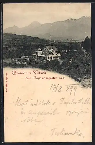 AK Villach, Ortsansicht vom Napoleonsgarten