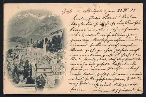 AK Badgastein, Ortspartie mit Kirche