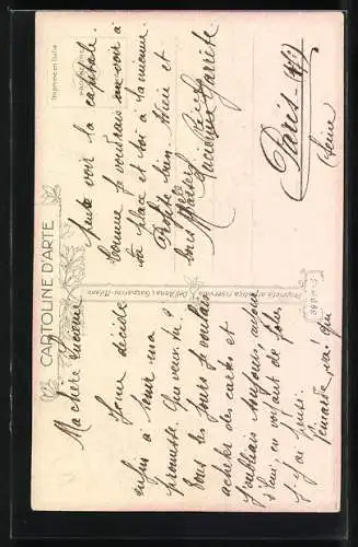 Künstler-AK Terzi: Dame mit Hund auf dem Arm