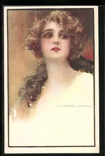 Künstler-AK Tito Corbella: Portrait einer junngen Dame