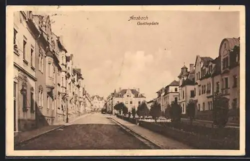 AK Ansbach / Bayern, Ansicht vom Goetheplatz