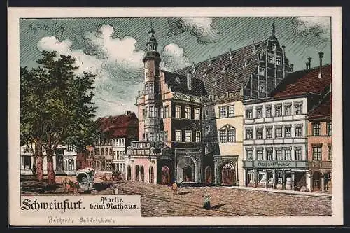 Künstler-AK Eugen Felle: Schweinfurt, Partie beim Rathaus