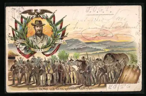 Lithographie General De Wet und seine getreuen Kämpfer, Burenkrieg