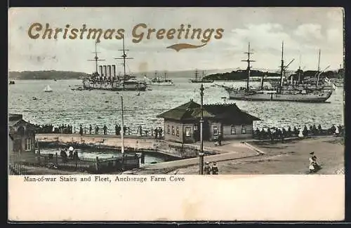 AK Sydney, Man-of-war Stairs and Fleet, Anchorage Farm Cove