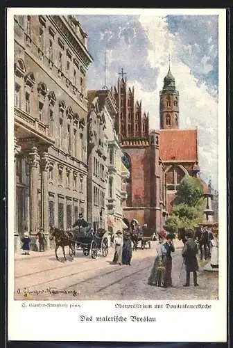 Künstler-AK Breslau, Das malerische Breslau - Oberpräsidium mit Dominikanerkirche