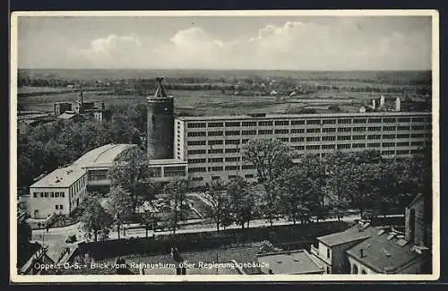 AK Oppeln, Blick vom Rathausturm über Regierungsgebäude