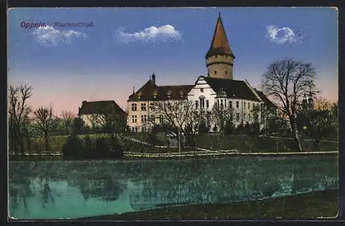 AK Oppeln, Ortspartie mit Blick auf Piastenschloss