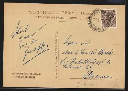 Künstler-AK Monticelli Terme /Parma, Stabilimento Termale Terme Borrini