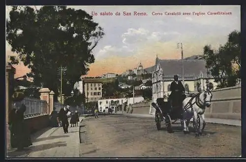 AK San Remo, Corso Cavalotti avec l`eglise Carmélitaines