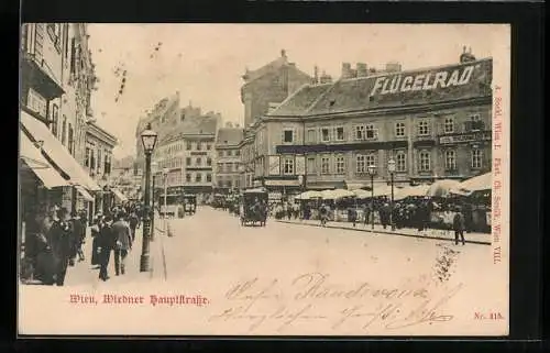 AK Wien, Wiedner Hauptstrasse mit Passanten