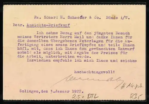 Künstler-AK Solingen, Kunstanstalt Hermann Rabitz, Ansichtskartengeschichte