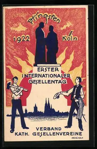 Künstler-AK Köln, Erster Internationaler Gesellentag 1922, Verband Kath. Gesellenvereine