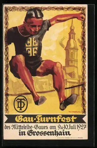 Künstler-AK Grossenhain / Sachsen, Gau-Turnfest des Mittelelbe-Gaues 1927