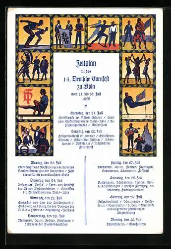 AK Köln, 14. Deutsches Turnfest 1928, Zeitplan