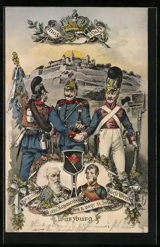 AK Würzburg, 100 jähr. Regimentsjubiläum des k. bayr. 9. IR Fürst Wrede, 1803-1903