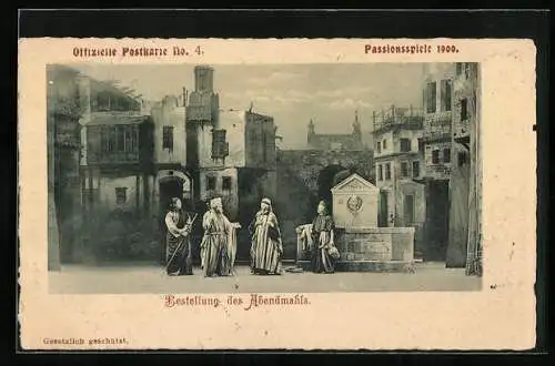 AK Oberammergau, Passionsspiele 1900, Offizielle Postkarte No. 4, Ganzsache Bayern 5 Pfennig