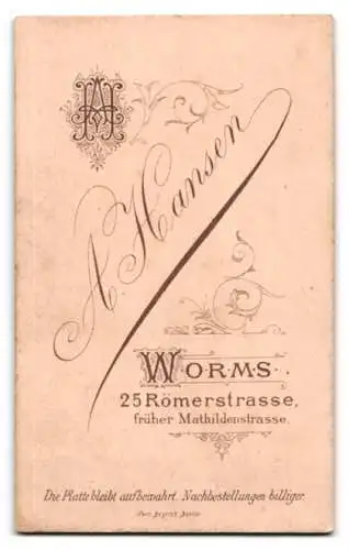Fotografie A. Hansen, Worms, Römerstr. 25, Junge Dame im Spitzenkleid