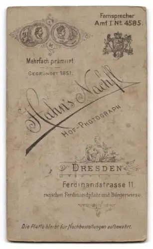 Fotografie Hahn`s Nachfl., Dresden, Ferdinandstr. 11, Junge Dame im hübschen Kleid