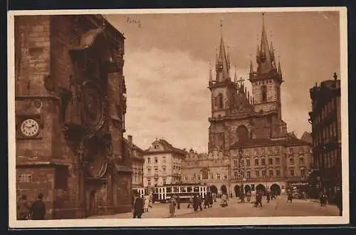 AK Prag, Altstädter Ring mit Strassenbahn
