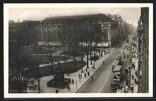 AK Berlin, Dönhoffplatz mit Strassenbahnen aus der Vogelschau