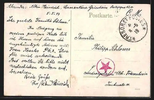 AK Darmstadt, Rheinstasse mit Ludwigssäule