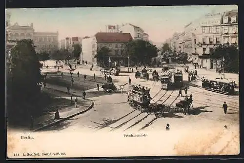 AK Berlin, Potsdamer Platz mit Strassenbahnen