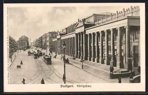 AK Stuttgart, Strassenbahn vor dem Königsbau