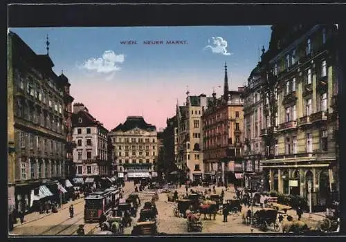 AK Wien, Neuer Markt mit Strassenbahn