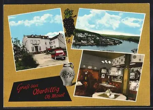 AK Oberbillig /Mosel, Gasthaus Eilers, Ortsansicht mit Mosel