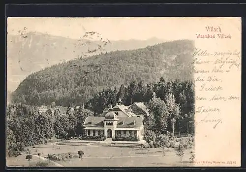 AK Villach, Ortspartie mit Restaurant