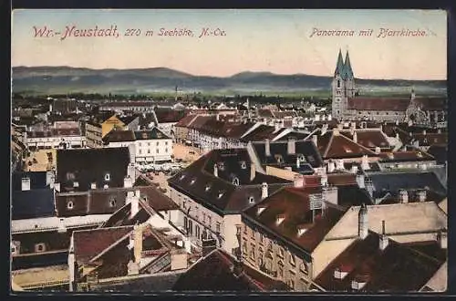 AK Wr.-Neustadt /N.-Oe., Panorama mit Pfarrkirche