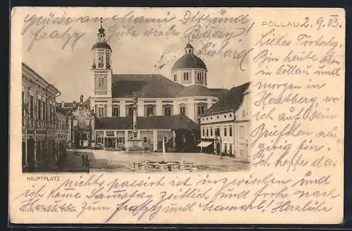AK Pöllau, Hauptplatz mit der Kirche